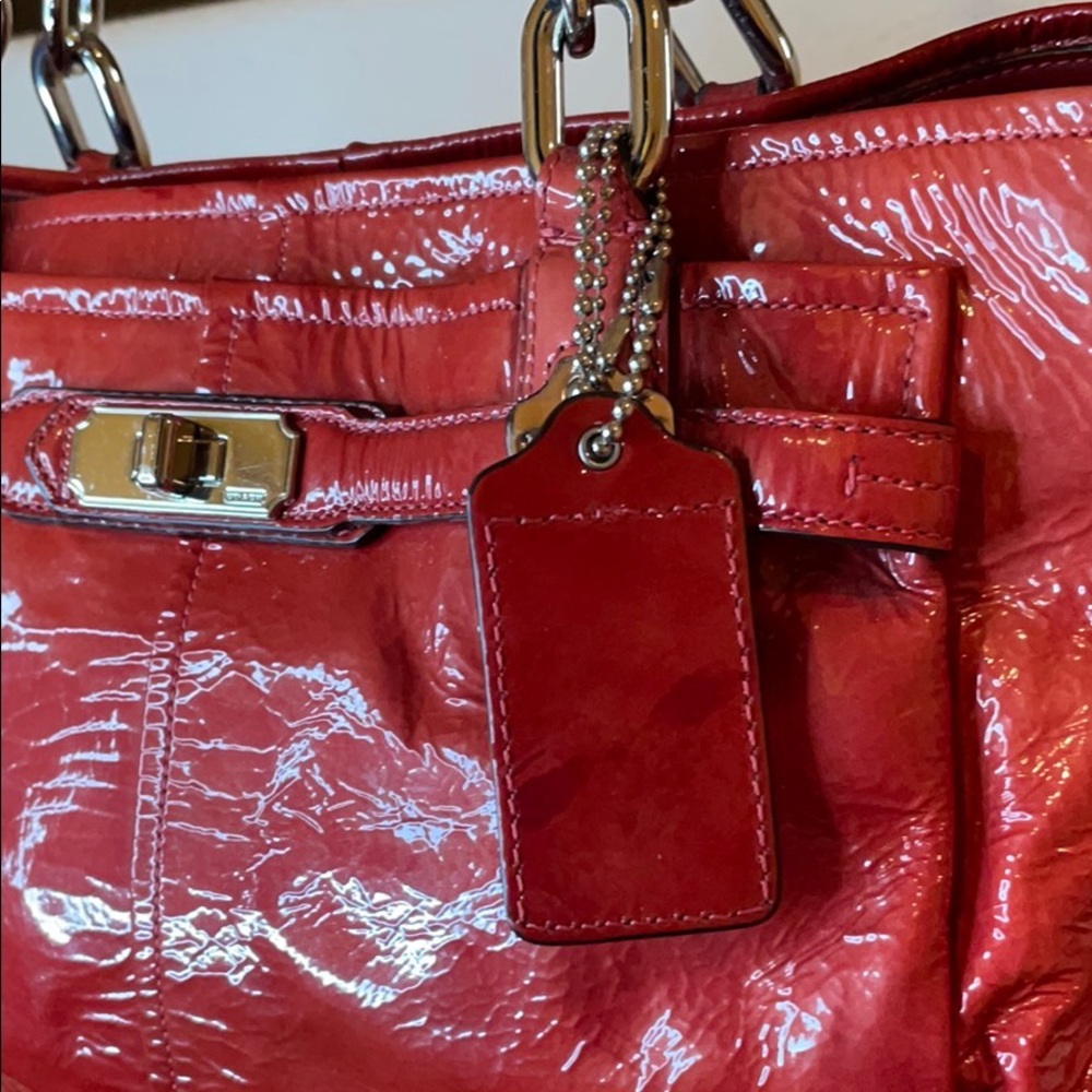 Red Coach Handbag - Picture 4 of 8